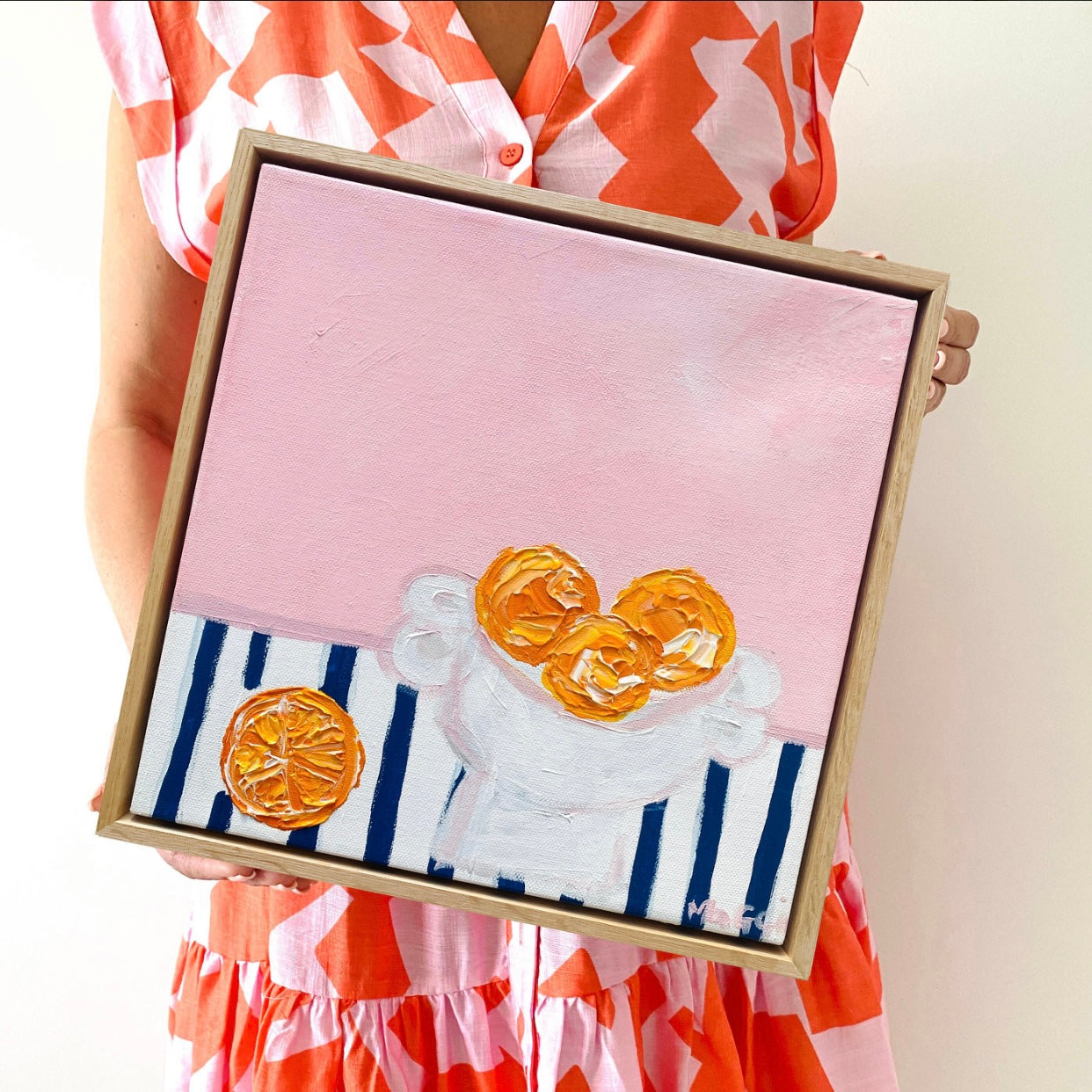 Oranges On Blue Stripes