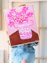 Pink Flowers In Heart Vase