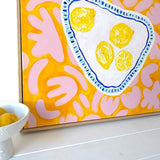 Plate Of Lemons On Pink+Yellow