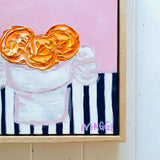 Little Bowl With Oranges On Stripes