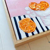 Little Bowl With Oranges On Stripes