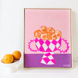 Pink Urn With Oranges