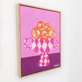 Wonky Pink Bowl  With Oranges