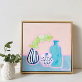 Blue Pots With Eucalyptus