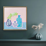 Blue Pots With Eucalyptus