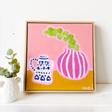 Stripey Pot With Eucalyptus