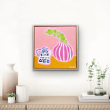 Stripey Pot With Eucalyptus