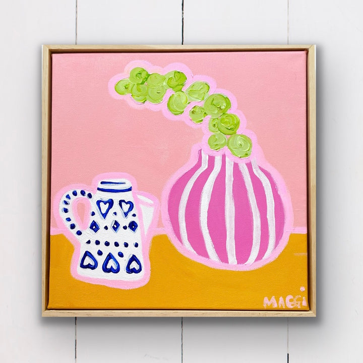 Stripey Pot With Eucalyptus