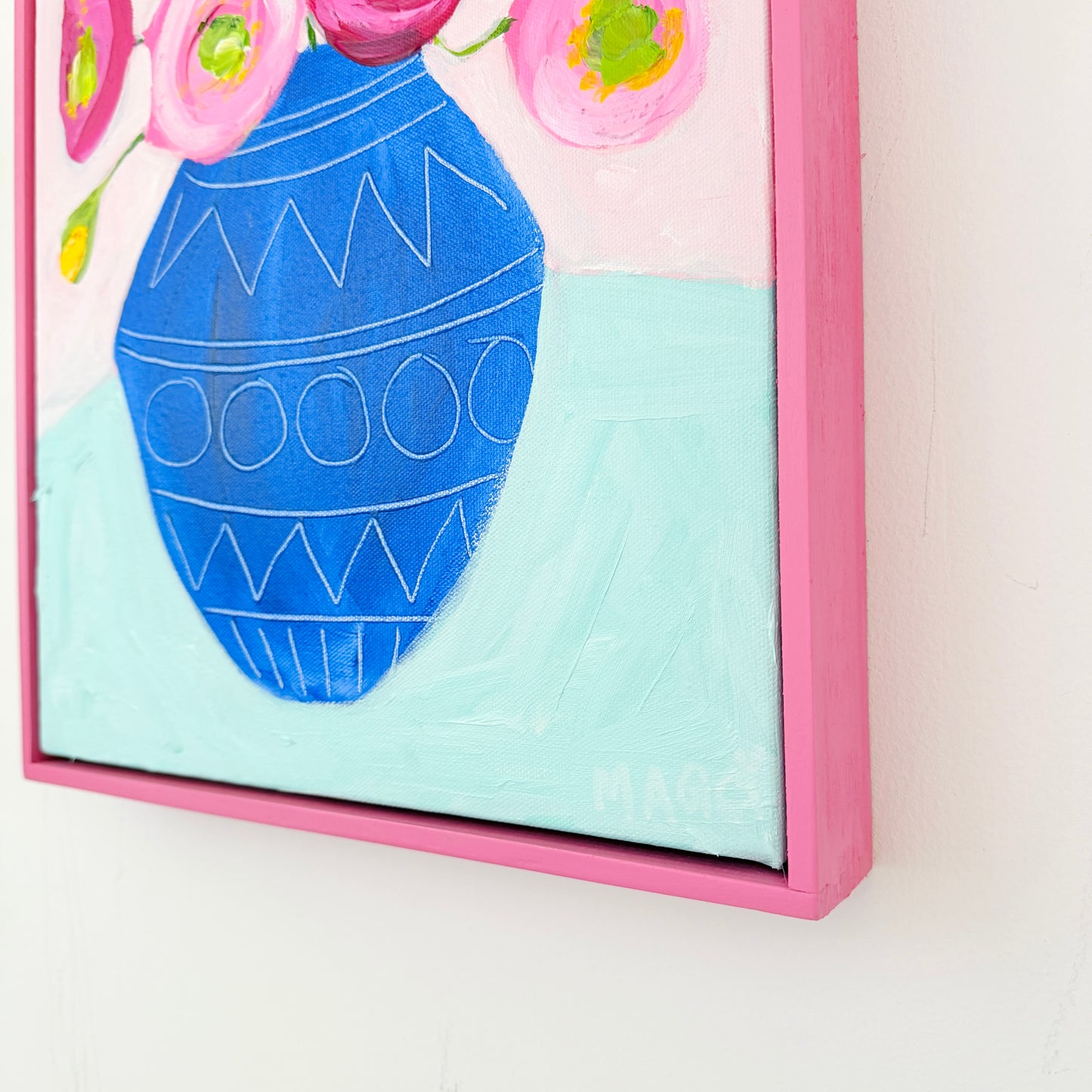 Blue Pot With Poppies