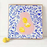 Lemons In Wonky Bowl On Blue