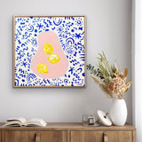 Lemons In Wonky Bowl On Blue