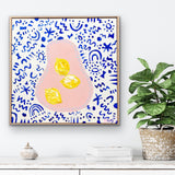 Lemons In Wonky Bowl On Blue