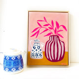 Coffee Pot With Pink Leaves