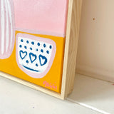 Pink Stripes With Wonky Blue Bowl