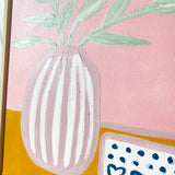 Pink Stripes With Wonky Blue Bowl