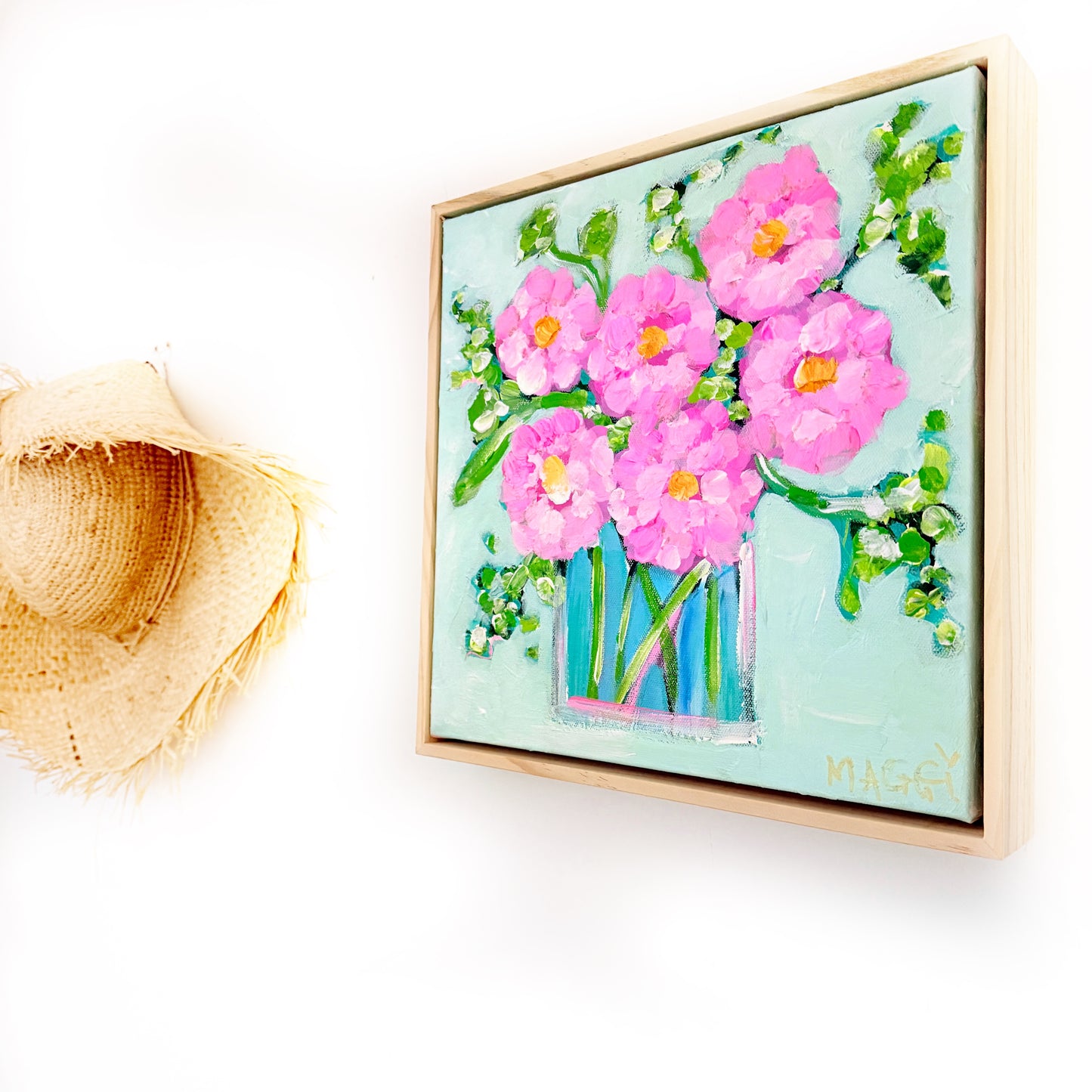 Pink Zinnias in Vase