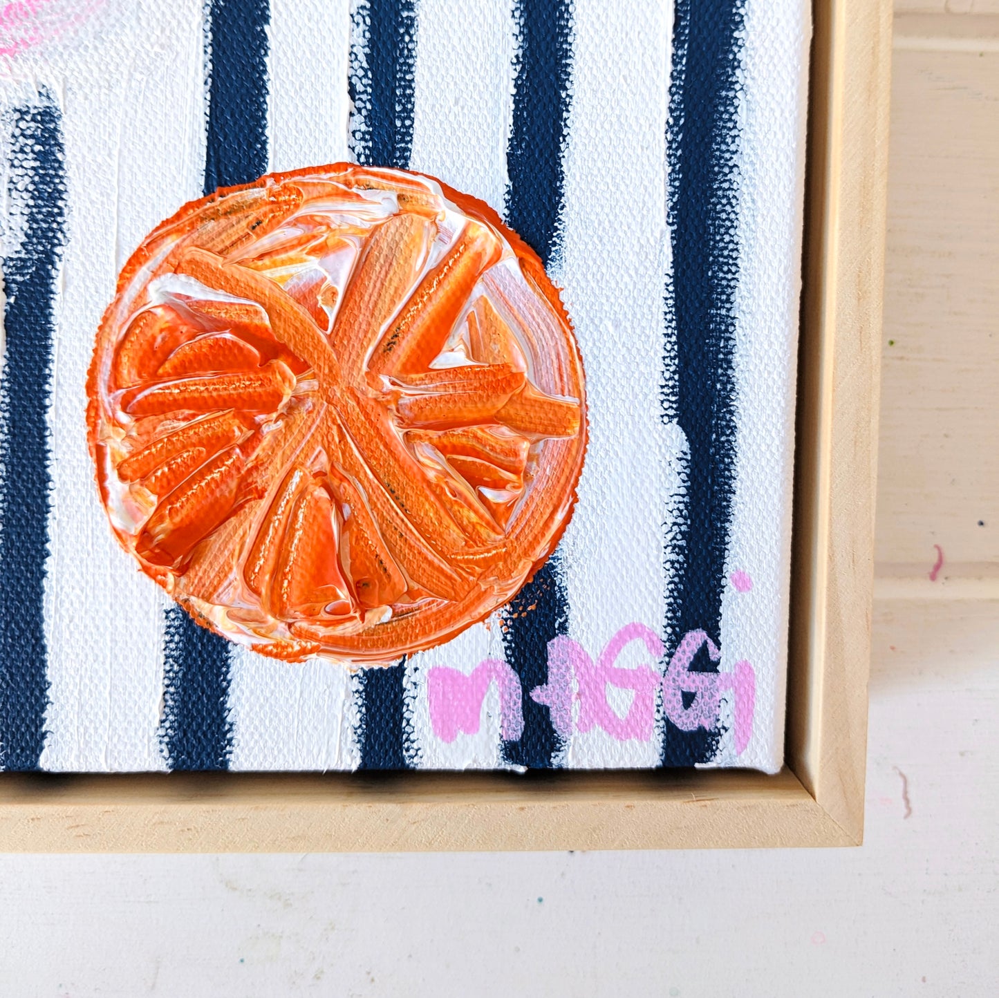 Wonky Pink Bowl With Oranges