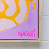 Wonky Pot With Wattle On Pink