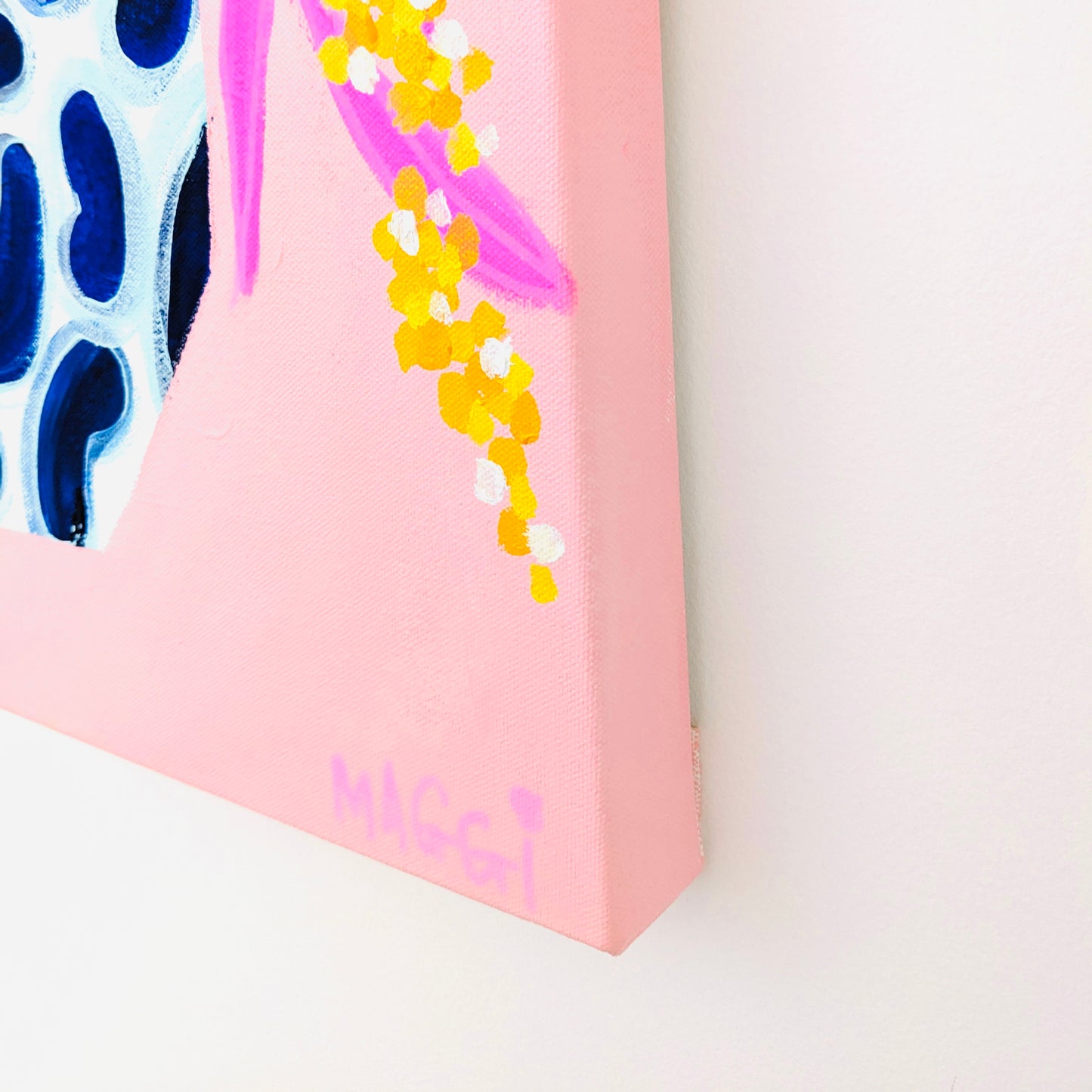 Wattle In Blues On Pink