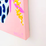 Wattle In Blues On Pink