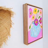 Poppies In Blue Stripes