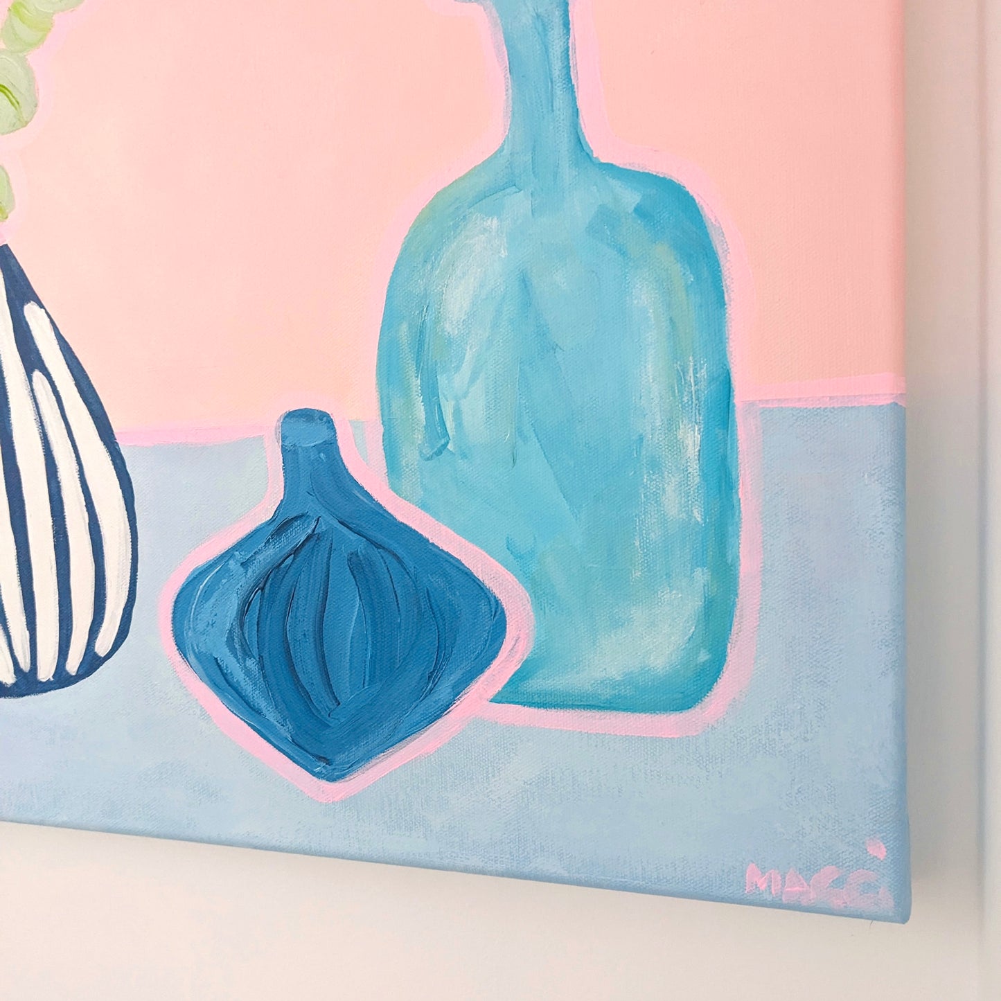 Blues With Eucalyptus On Pink
