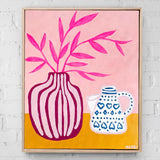 Stripey Pot With Pink Leaves