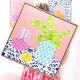 Chequered Vase With Eucalyptus