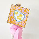 Plate Of Lemons On Pink+Yellow