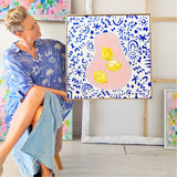 Lemons In Wonky Bowl On Blue