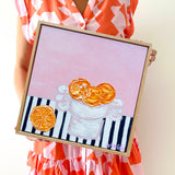 Little Bowl With Oranges On Stripes