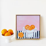 Little Bowl With Oranges On Stripes