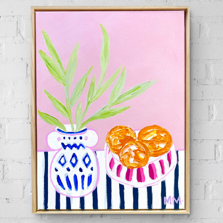 Oranges In Pink Bowl