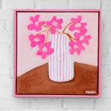 Pink Blooms In Pink Stripes