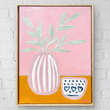 Pink Stripes With Wonky Blue Bowl