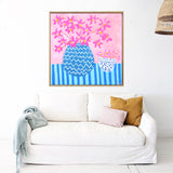 Pink Flowers in Zig Zag Pot