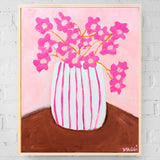 Pink Stripes With Flowers