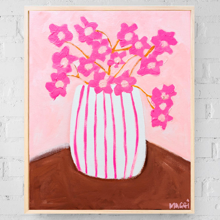 Pink Stripes With Flowers