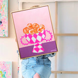 Pink Urn With Oranges