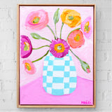 Poppies In Chequered Vase