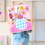 Poppies In Diamonds On Pink