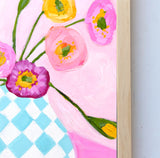 Poppies In Diamonds On Pink