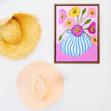 Poppies In Blue Stripes