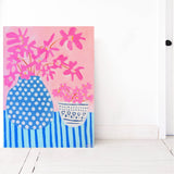 Spotty Pot With Pink Flowers