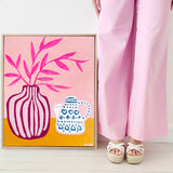 Stripey Pot With Pink Leaves