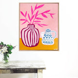 Stripey Pot With Pink Leaves