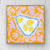 Plate Of Lemons On Pink+Yellow