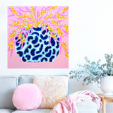 Wattle In Blues On Pink