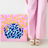 Wattle In Blues On Pink