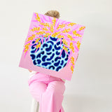 Wattle In Blues On Pink